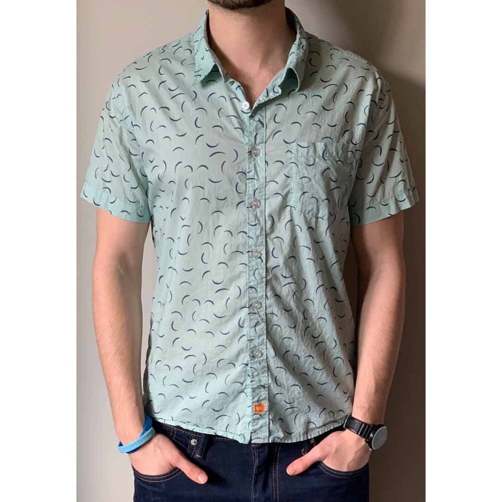 Ambsn Mint Rose Woven Short-Sleeve Button Shirt